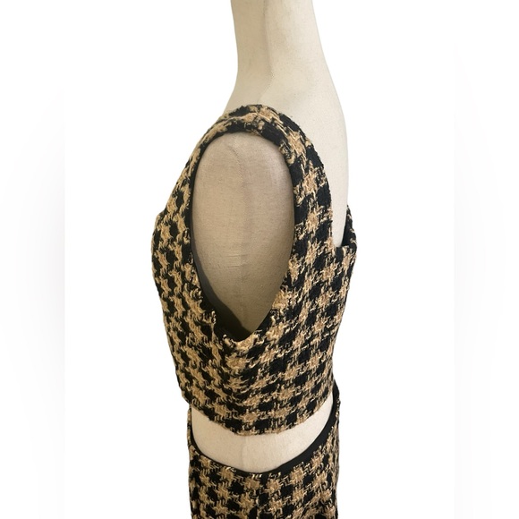 HOUSE OF HARLOW REVOLVE Tweed Houndstooth Academia Clueless Crop Top Skirt Set - Picture 5 of 15